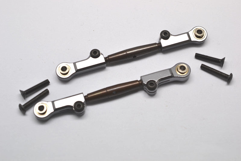 Axial Yeti Spring Steel Upper Anti-Thread Tie Rod With Aluminum Ends - 1Pr Set Gray Silver