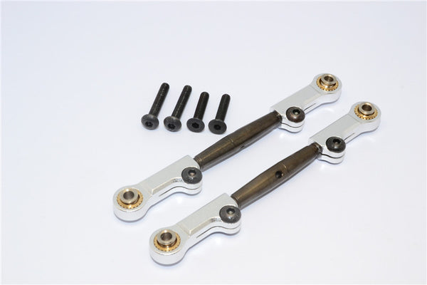 Axial Yeti Spring Steel Upper Anti-Thread Tie Rod With Aluminum Ends - 1Pr Set Silver - JTeamhobbies