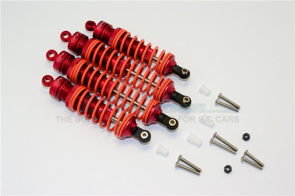 Axial Yeti (AX90026) & Yeti SCORE (AX90068) Aluminum Rally Racing Front And Rear Dampers (F:86mm R:110mm) - 2Prs Set Red