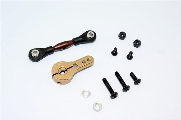 Axial Yeti (AX90026) & Yeti SCORE (AX90050, AX90068) Spring Steel Anti-Thread Tie Rod With Aluminum Servo Horn For 23T Spline Output Shaft - 1 Set Titanium