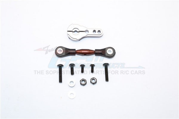 Axial Yeti (AX90026) & Yeti SCORE (AX90050, AX90068) Spring Steel Anti-Thread Tie Rod With Aluminum Servo Horn For 23T Spline Output Shaft - 1 Set Gray Silver