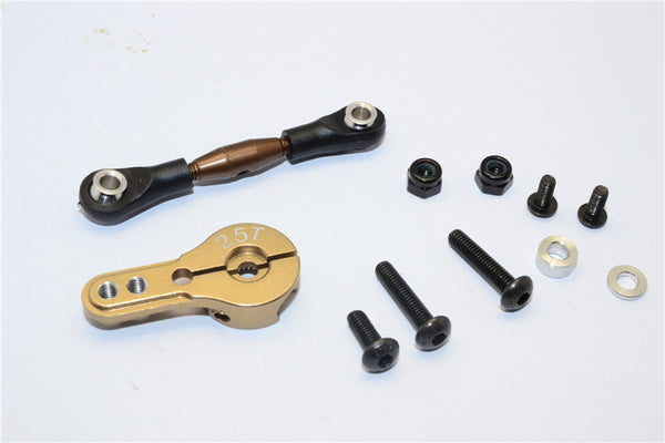 Axial Yeti Spring Steel Anti-Thread Tie Rod With Aluminum Servo Horn For 25T Spline Output Shaft - 1 Set Titanium