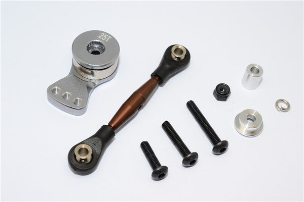 Axial Yeti Rock Racer Spring Steel Anti-Thread Tie Rod With Aluminum Hi-Torque Servo Saver 25T - 1 Set Gray Silver