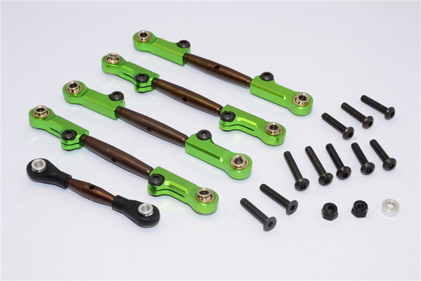Axial Yeti Spring Steel Completed Anti-Thread Tie Rod With Aluminum Ends - 5 Pcs Set Green