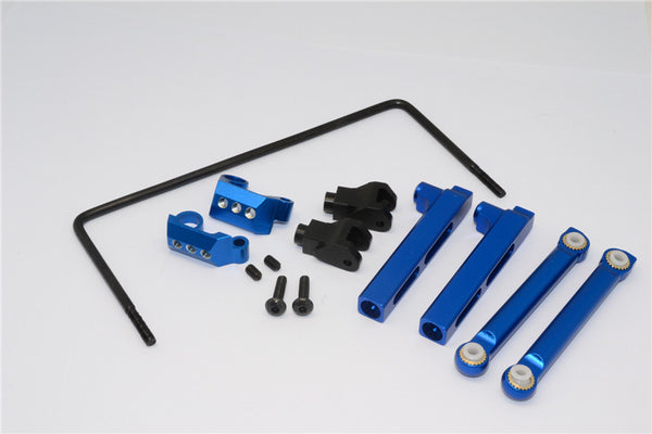 Axial Yeti Aluminum Rear Sway Bar Mount + Cage Mount + Wire - 9 Pcs Set Blue