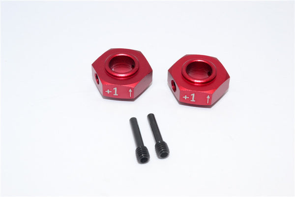 Axial Yeti XL Monster Buggy Aluminum Hex Adapter (+1mm Thickness) - 2 Pcs Set Red