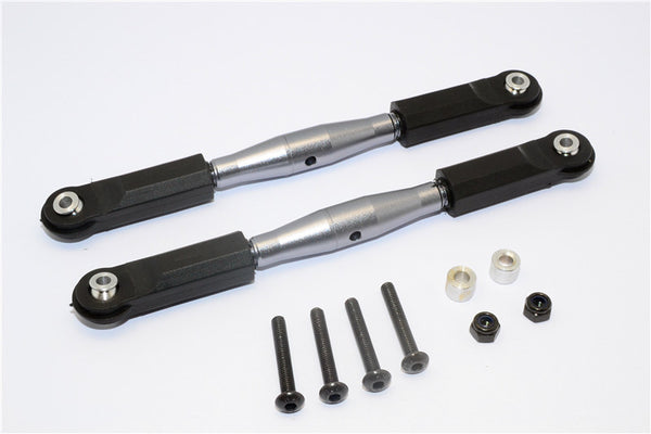 Axial Yeti XL Monster Buggy Aluminum Front Upper Tie Rod With Plastic Ends - 1Pr Set Gray Silver