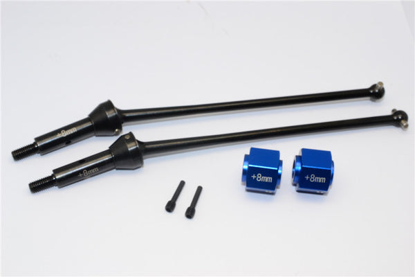 Axial Yeti XL Monster Buggy Steel #45 Front CVD Drive Shaft (124mm) with 8mm Wheel Hex - 1 Set Blue