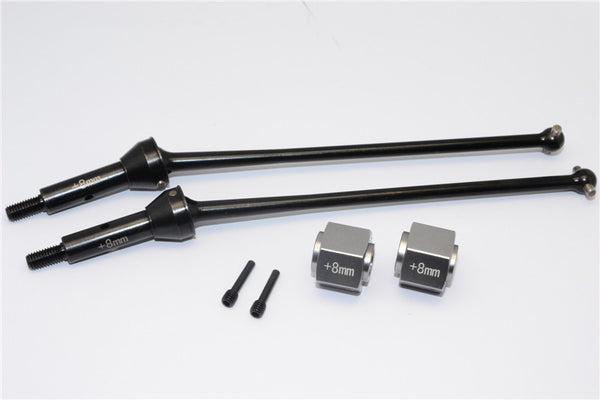 Axial Yeti XL Monster Buggy Steel #45 Front CVD Drive Shaft (124mm) with 8mm Wheel Hex - 1 Set Gray Silver
