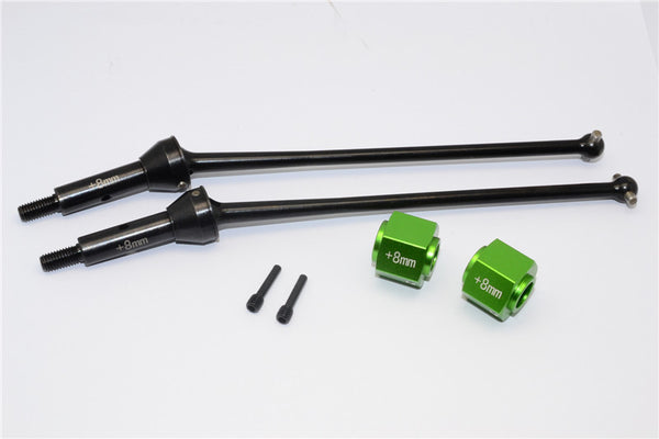 Axial Yeti XL Monster Buggy Steel #45 Front CVD Drive Shaft (124mm) with 8mm Wheel Hex - 1 Set Green