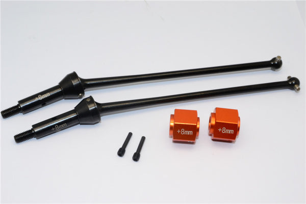 Axial Yeti XL Monster Buggy Steel #45 Front CVD Drive Shaft (124mm) with 8mm Wheel Hex - 1 Set Orange