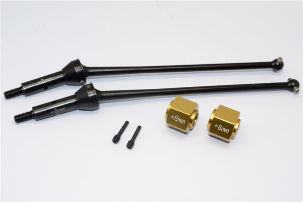 Axial Yeti XL Monster Buggy Steel #45 Front CVD Drive Shaft (124mm) with 8mm Wheel Hex - 1 Set Titanium