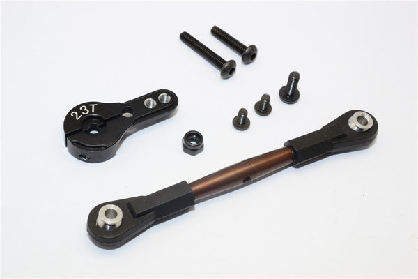 Axial Yeti XL Monster Buggy Spring Steel Anti-Thread Tie Rod With Aluminum Servo Horn For 23T Spline Output Shaft - 1 Set Black