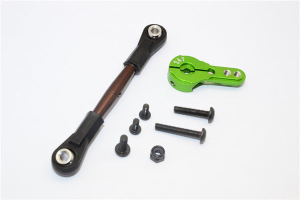Axial Yeti XL Monster Buggy Spring Steel Anti-Thread Tie Rod With Aluminum Servo Horn For 24T Spline Output Shaft - 1 Set Green