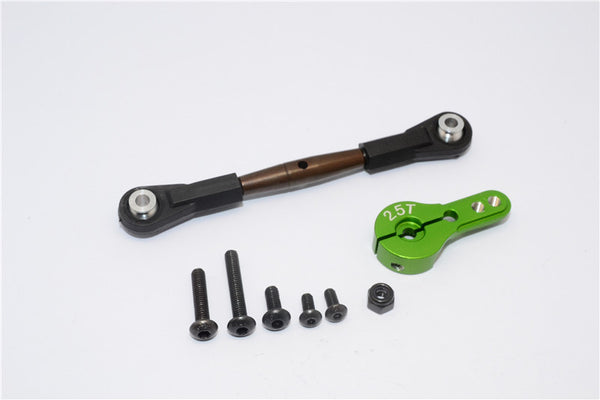 Axial Yeti XL Monster Buggy Spring Steel Anti-Thread Tie Rod With Aluminum Servo Horn For 25T Spline Output Shaft - 1 Set Green