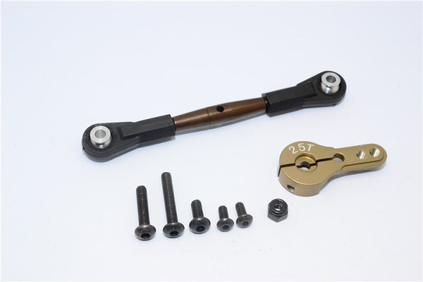 Axial Yeti XL Monster Buggy Spring Steel Anti-Thread Tie Rod With Aluminum Servo Horn For 25T Spline Output Shaft - 1 Set Titanium
