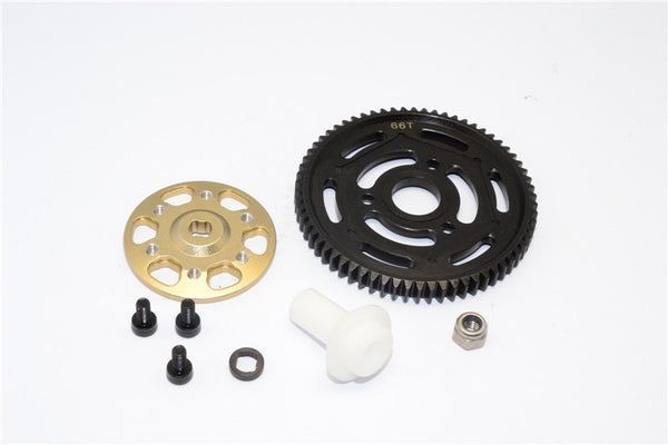 Axial Yeti XL Monster Buggy Aluminum Spur Gear Adapter + Steel Spur Gear 32 Pitch 664T - 2Pcs Set Titanium