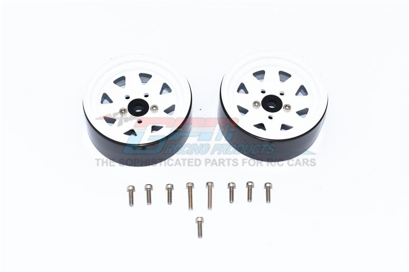 R/C Scale Accessories : Aluminum Wheel 1.9" For 1:10 Crawlers  - 2Pc Set White