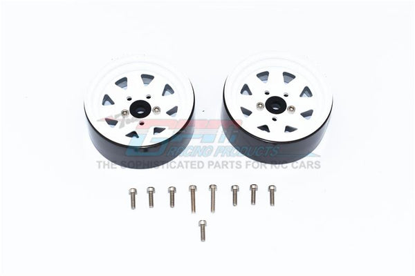 R/C Scale Accessories : Aluminum Wheel 1.9" For 1:10 Crawlers - 2Pc Set White