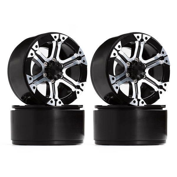 1.9 Beadlock 6-Spokes Metal Wheel Rim Hub for 1/10 RC Crawler Car Axial SCX10 90046 D90 - 4Pc Set - JTeamhobbies