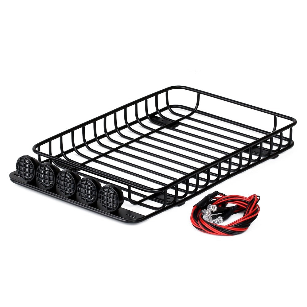 232*145mm Metal Roof Rack with 5 LED Lights for 1/10 RC Crawler Car Traxxas TRX-4 Axial SCX10 90046 SCX10 III AXI03007 (Style B) - 1 Set