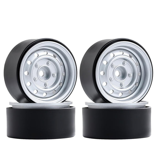 Metal 1.9" Beadlock 12-Holes Wheel Rim Hub for 1/10 RC Crawler Car Axial SCX10 90046 D90 Traxxas TRX-4 - 4Pc Silver