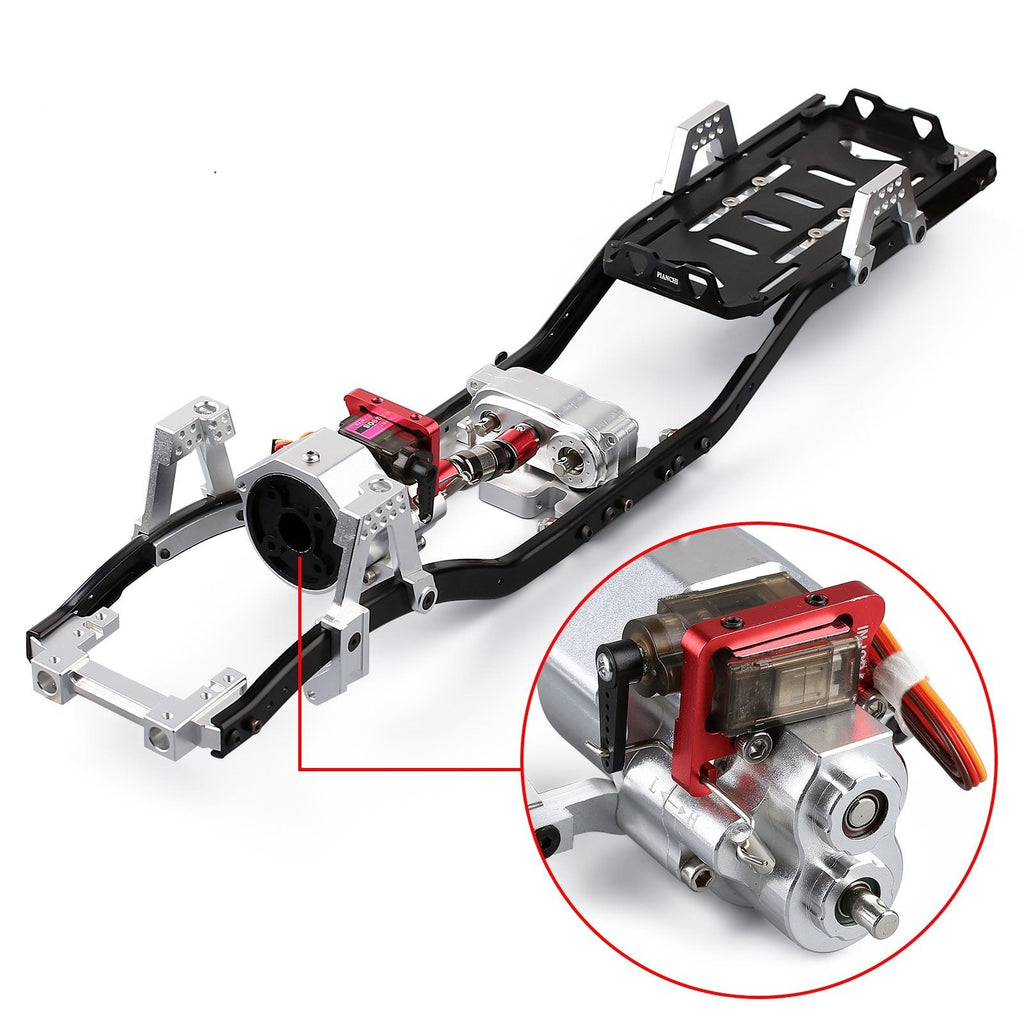 313mm 12.3" Wheelbase Metal Chassis Frame with Prefixal Shiftable Gearbox for 1/10 RC Crawler Car Axial SCX10 90046 - 1 Complete Set