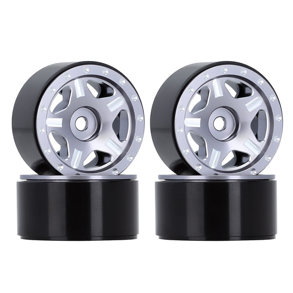 1.0" Beadlock CNC Micro Crawler Alloy Wheel Rim Hub for 1/24 RC Crawler Car Axial SCX24 90081 AXI00001 - 4Pc Grey