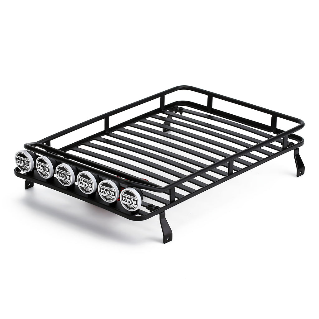 235*155mm Metal Roof Rack Luggage Carrier with LED Lights for 1/10 RC Crawler Car Axial SCX10 90046 Traxxas TRX4 (Style B) - 1 Set