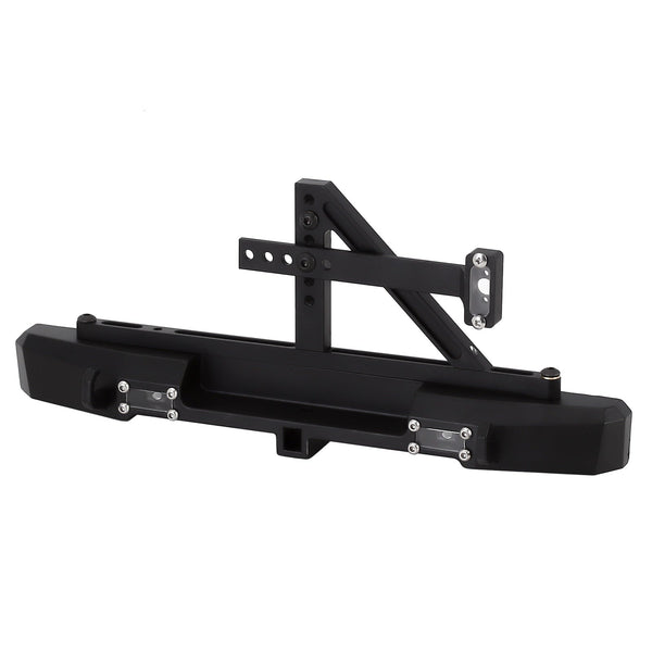Metal Rear Bumper with LED Lights for 1:10 RC Crawler Car Axial SCX10 90046 Traxxas TRX4 - 1 Set Black