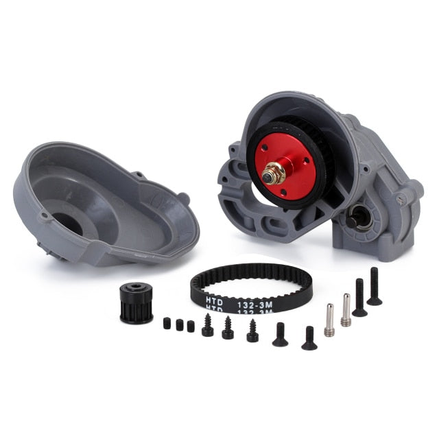 3.2mm Gear Belt Drive Transmission Complete Gearbox for 1/10 RC Crawler Car Axial SCX10 SCX10 II 90046 Upgrade Parts - 1 Set Gray