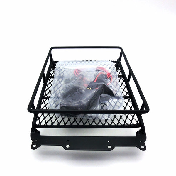1/10 Scale RC Car Roof Rack With LED Light - Metal Luggage Carrier For TRX-4, SCX10 Crawlers