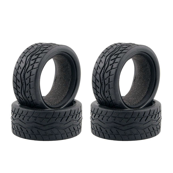 4Pcs High Quality Black Rubber Tyre for 1:10 4WD R/C On Road Touring Cars