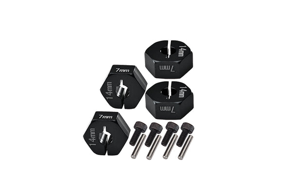 Axial EXO Aluminum Hex Adapter (14mmx7mm) For Optional 14mm Hex Wheel Only - 4Pcs Set Black