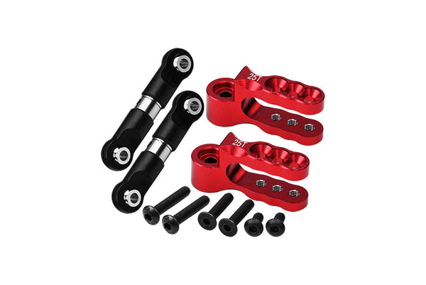 Aluminum 7075 Alloy Servo Horn 25T With Stainless Steel Adjustable Steering Link For Traxxas 1:10 E-Revo VXL Brushless / Revo 3.3 / Slayer Pro / Summit / T-Maxx 3.3 / 1:7 AWD XO-01 Upgrades - Red