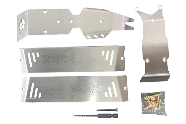 Traxxas E-Revo 2.0 VXL Brushless (86086-4) Stainless Steel Skid Plates For Front, Center, Rear Chassis - 24Pc Set