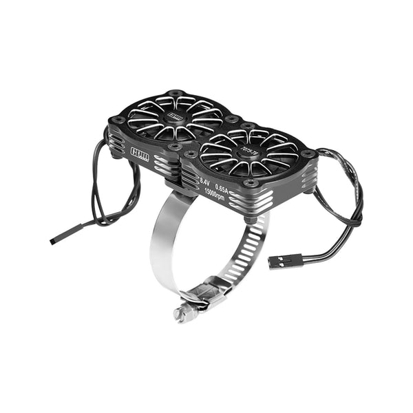 Aluminum 7075-T6 Alloy+316 Stainless Steel Dual 40X40mm Cooling Fan Ajustable For 40-56 Series Motor - Black