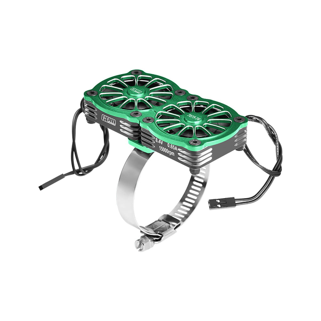 Aluminum 7075-T6 Alloy+316 Stainless Steel Dual 40X40mm Cooling Fan Ajustable For 40-56 Series Motor - Green
