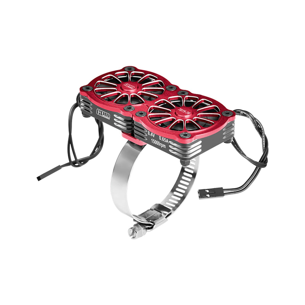 Aluminum 7075-T6 Alloy+316 Stainless Steel Dual 40X40mm Cooling Fan Ajustable For 40-56 Series Motor - Red