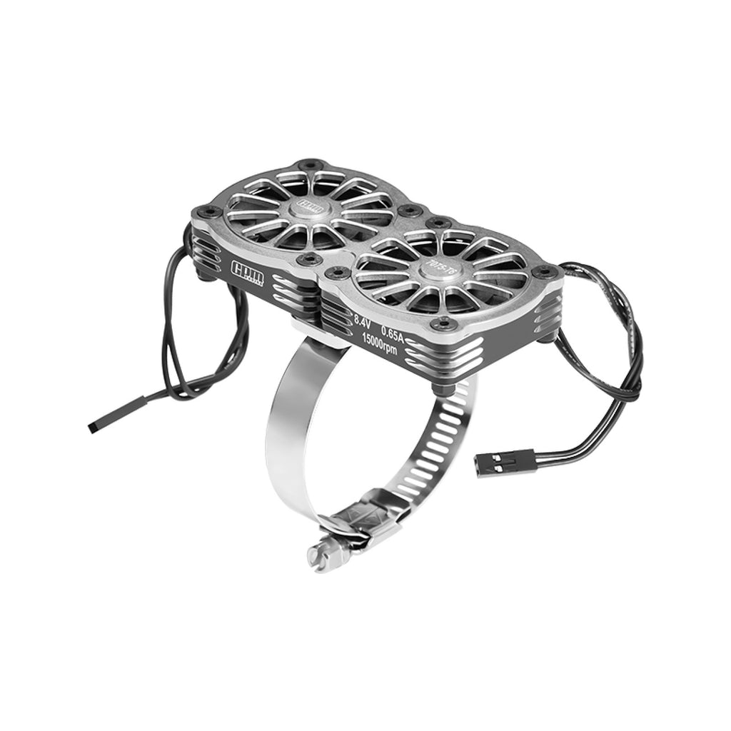 Aluminum 7075-T6 Alloy+316 Stainless Steel Dual 40X40mm Cooling Fan Ajustable For 40-56 Series Motor - Silver
