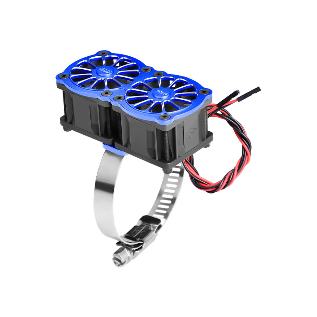 Aluminum 7075-T6 Alloy+316 Stainless Steel Dual 40X28mm Cooling Fan Ajustable For 56-70 Series Motor - Blue