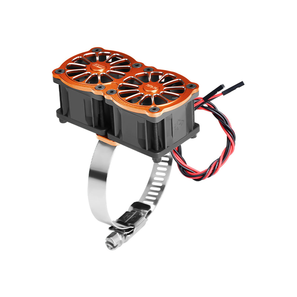 Aluminum 7075-T6 Alloy+316 Stainless Steel Dual 40X28mm Cooling Fan Ajustable For 56-70 Series Motor - Orange