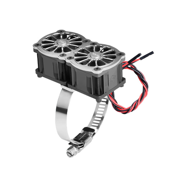 Aluminum 7075-T6 Alloy+316 Stainless Steel Dual 40X28mm Cooling Fan Ajustable For 56-70 Series Motor - Silver