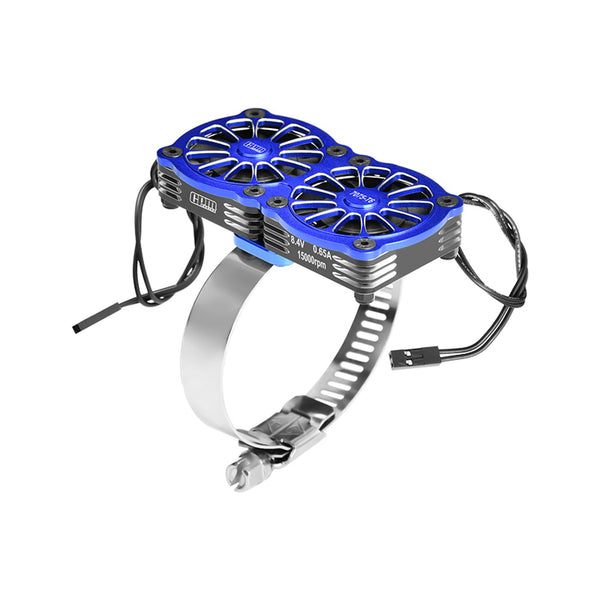 Aluminum 7075-T6 Alloy+316 Stainless Steel Dual 40X40mm Cooling Fan Ajustable For 56-70 Series Motor - Blue