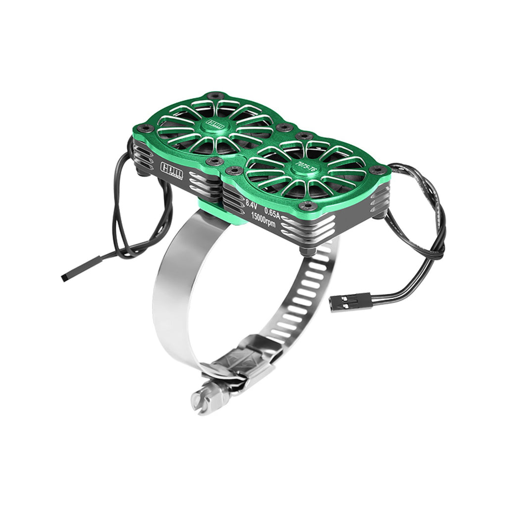 Aluminum 7075-T6 Alloy+316 Stainless Steel Dual 40X40mm Cooling Fan Ajustable For 56-70 Series Motor - Green