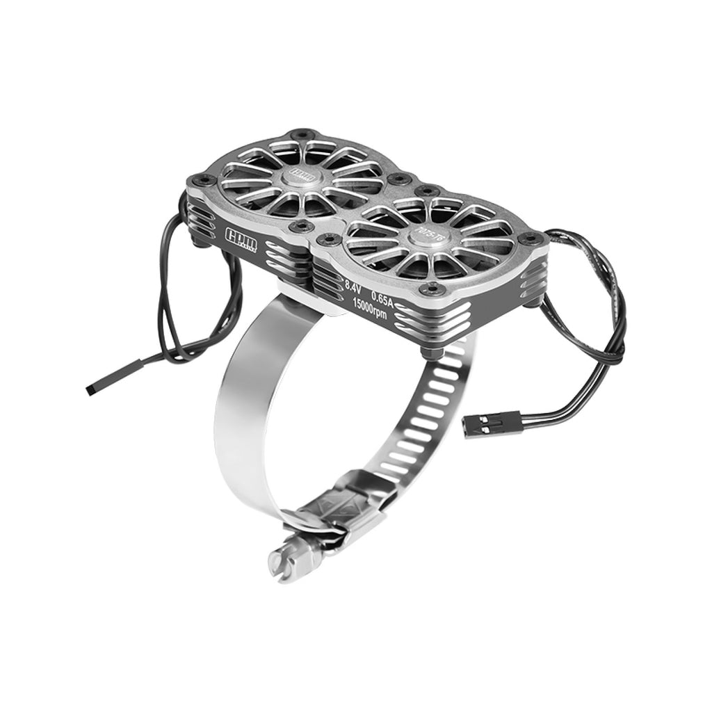 Aluminum 7075-T6 Alloy+316 Stainless Steel Dual 40X40mm Cooling Fan Ajustable For 56-70 Series Motor - Silver