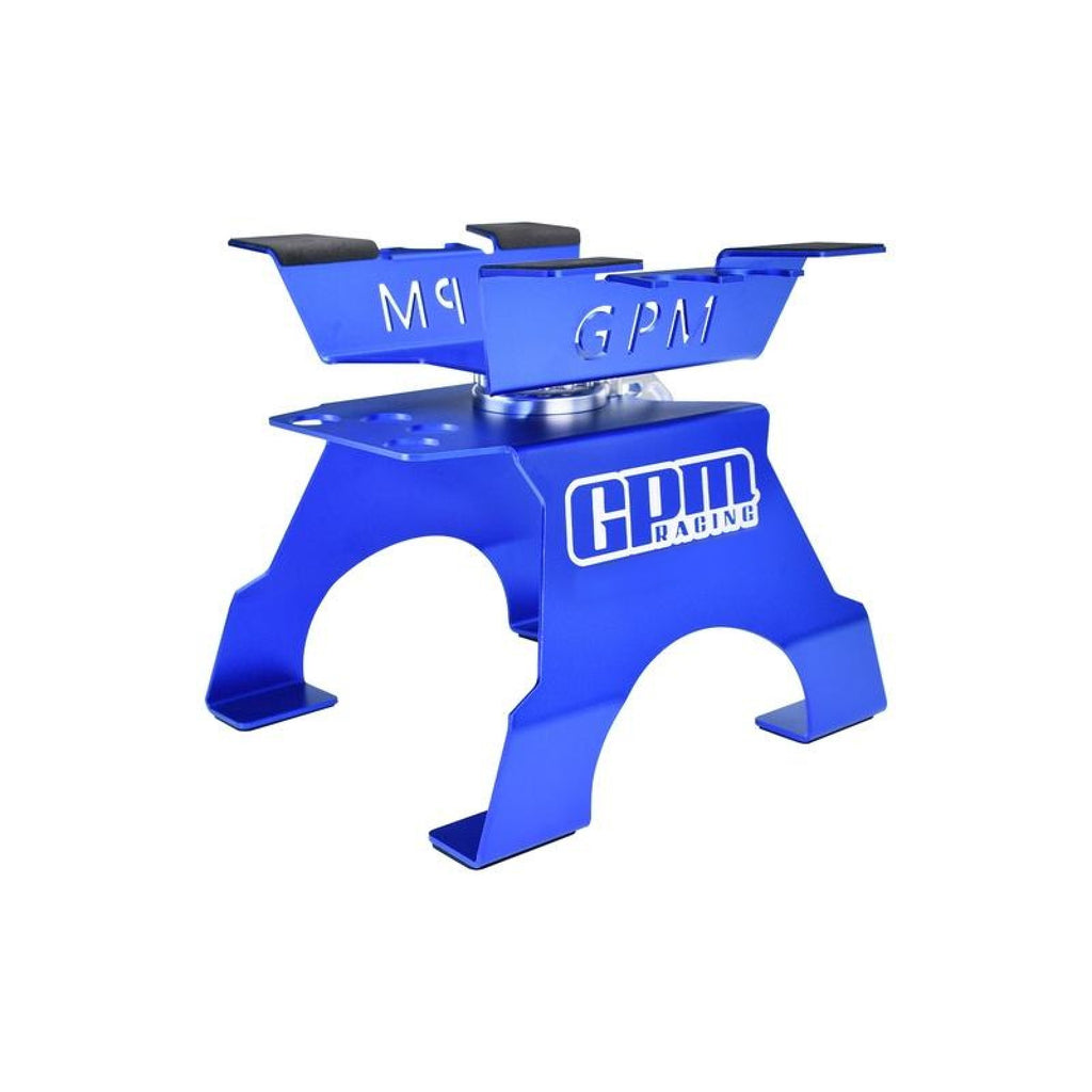 GPM Large Aluminum RC Car / Truck Stand With Shock Holder - Blue