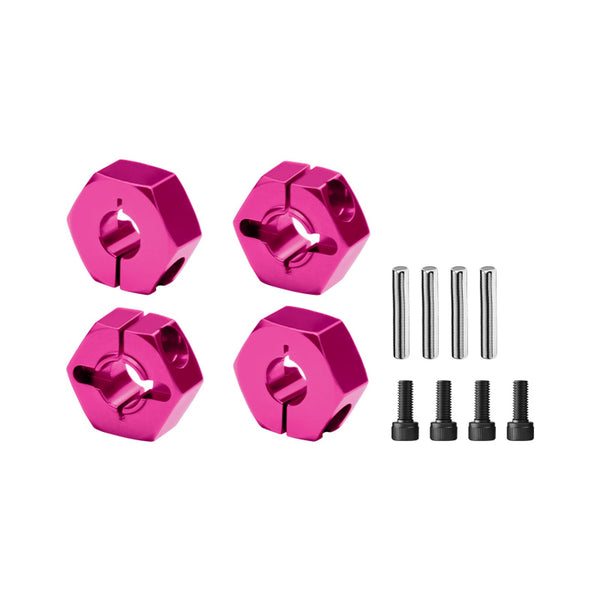Aluminum 6061-T6 Alloy Front and Rear Clamp Type Wheel Hub 12mm for Vanquish 1/10 H10 Optic Yokohama RTR Sparco RTR Rock Crawler Upgrades - Pink