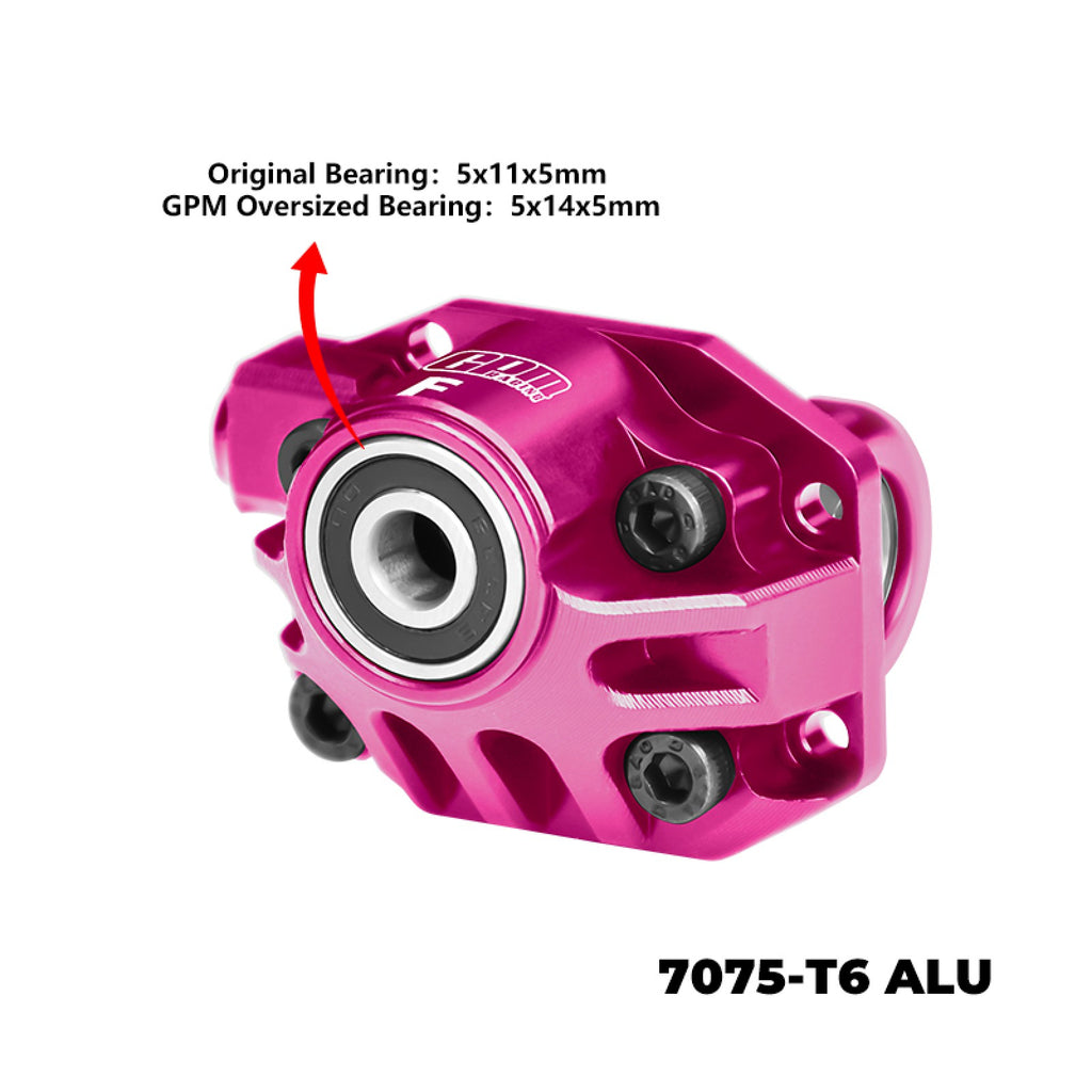 Aluminum 7075-T6 Alloy Front Axle Third Member Oversize Bearing Differential Cover Case for Vanquish 1/10 H10 Optic Kit Rock Crawler Kit-VPS09027 Upgrades - Pink
