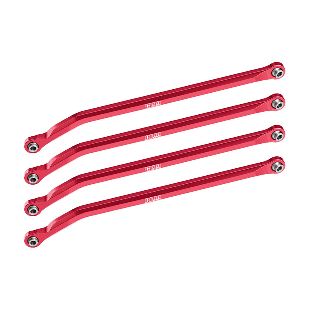 Aluminum 7075-T6 Alloy High-Clearance Lower Link Bar Set For Vanquish 1:10 H10 Optic Kit / Yokohama RTR / Sparco RTR Rock Crawler Upgrades - Red